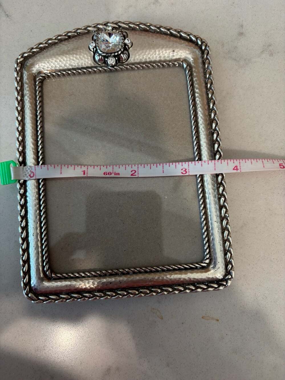 Brighton Silver Tone Hammered Metal Picture Frame with Rhinestone Accent - Picture 5 of 5